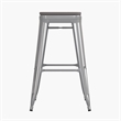 Pemberly Row All-Weather Silver Backless Bar Stools with Gray Seat Set of 4