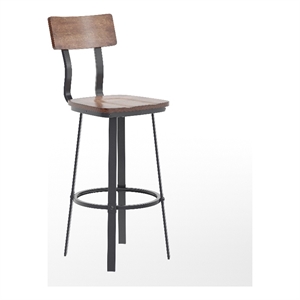 Pemberly Row Antique Copper Restaurant Barstool with Wood Seat and Back in Gray