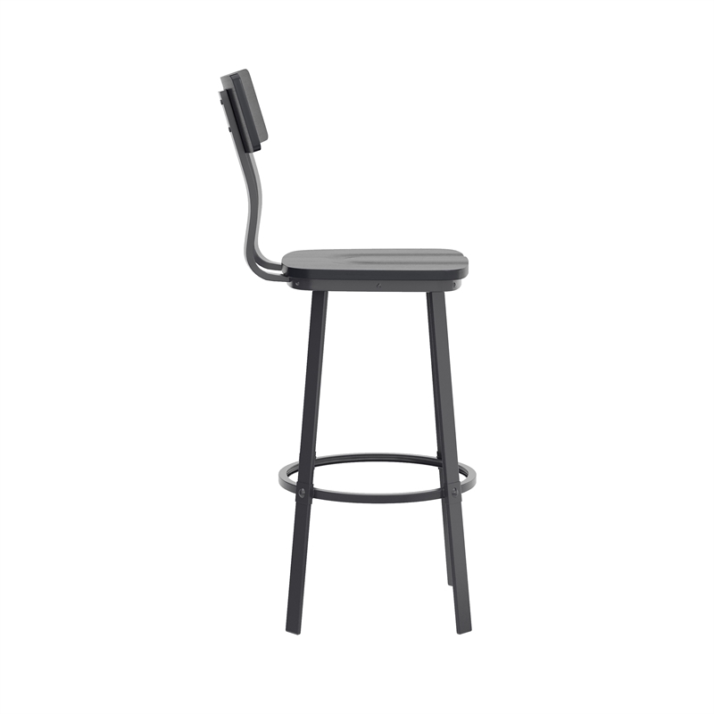 Pemberly Row Black Restaurant Barstool with Wood Seat and Back in Black