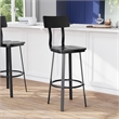Pemberly Row Black Restaurant Barstool with Wood Seat and Back in Black