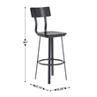 Pemberly Row Black Restaurant Barstool with Wood Seat and Back in Black