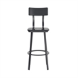 Pemberly Row Black Restaurant Barstool with Wood Seat and Back in Black
