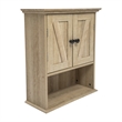 Pemberly Row Wall Mount Medicine Cabinet with Shelf & Dual Doors in Brown