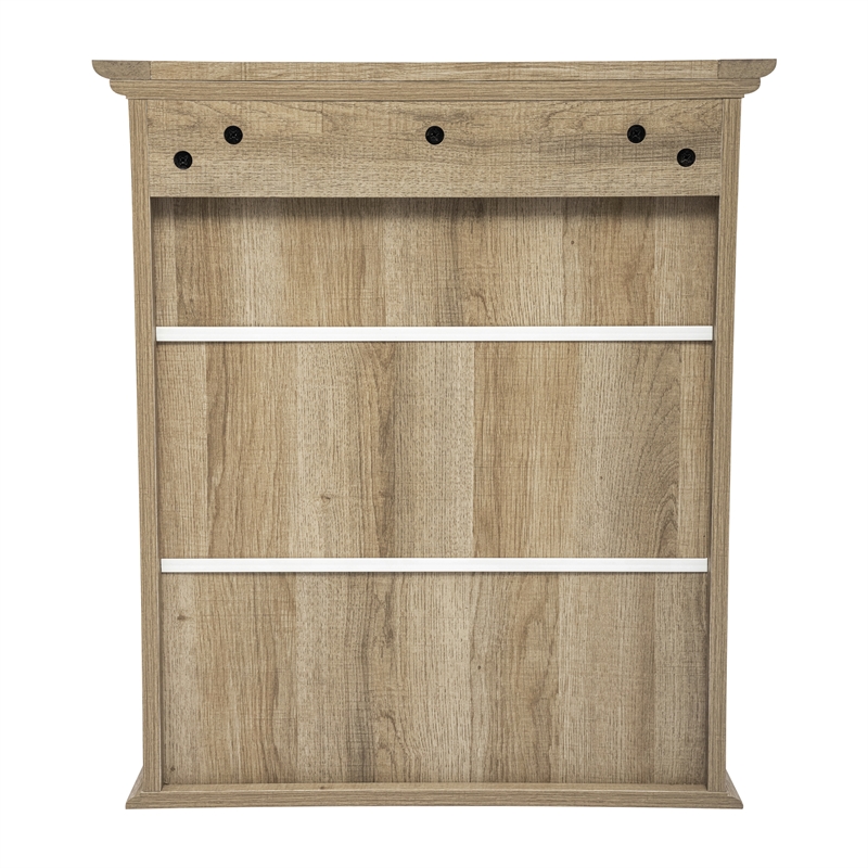 Pemberly Row Wall Mount Medicine Cabinet with Shelf & Dual Doors in Brown