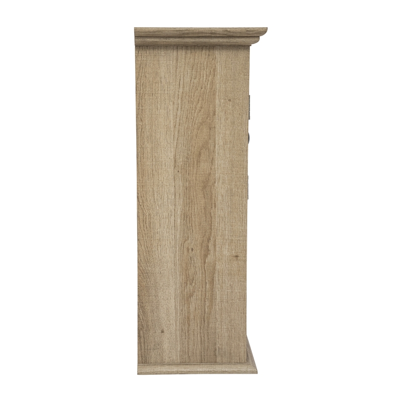 Pemberly Row Wall Mount Medicine Cabinet with Shelf & Dual Doors in Brown