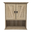 Pemberly Row Wall Mount Medicine Cabinet with Shelf & Dual Doors in Brown