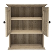 Pemberly Row Wall Mount Medicine Cabinet with Shelf & Dual Doors in Brown