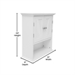 Pemberly Row Wall Mount Medicine Cabinet with Shelf & Dual Doors in White