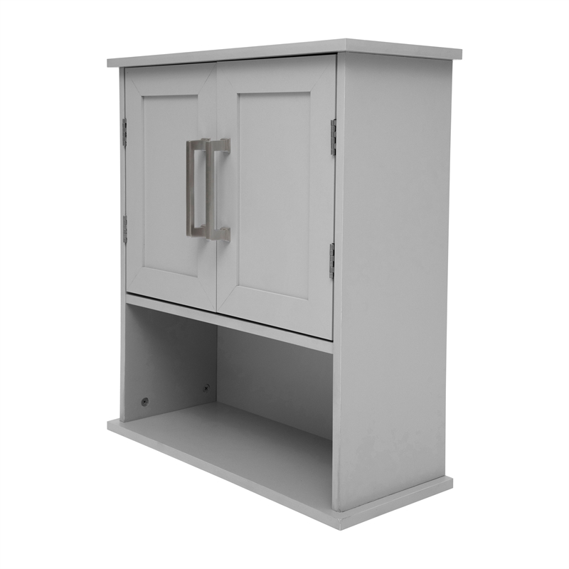 Pemberly Row Bathroom Wall Mount Medicine Cabinet with Magnetic Doors in Gray