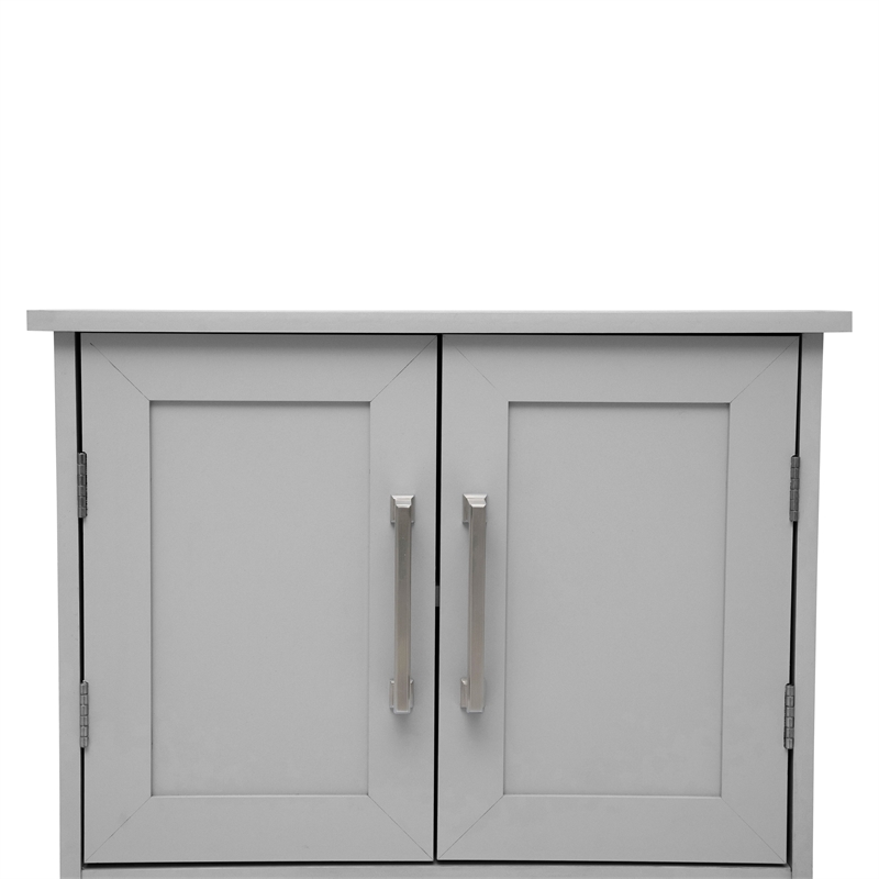 Pemberly Row Bathroom Wall Mount Medicine Cabinet with Magnetic Doors in Gray