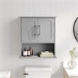 Pemberly Row Bathroom Wall Mount Medicine Cabinet with Magnetic Doors in Gray