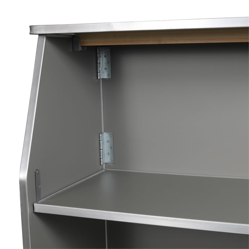 Pemberly Row 4' Slate Gray Laminate Foldable Portable Event Bar