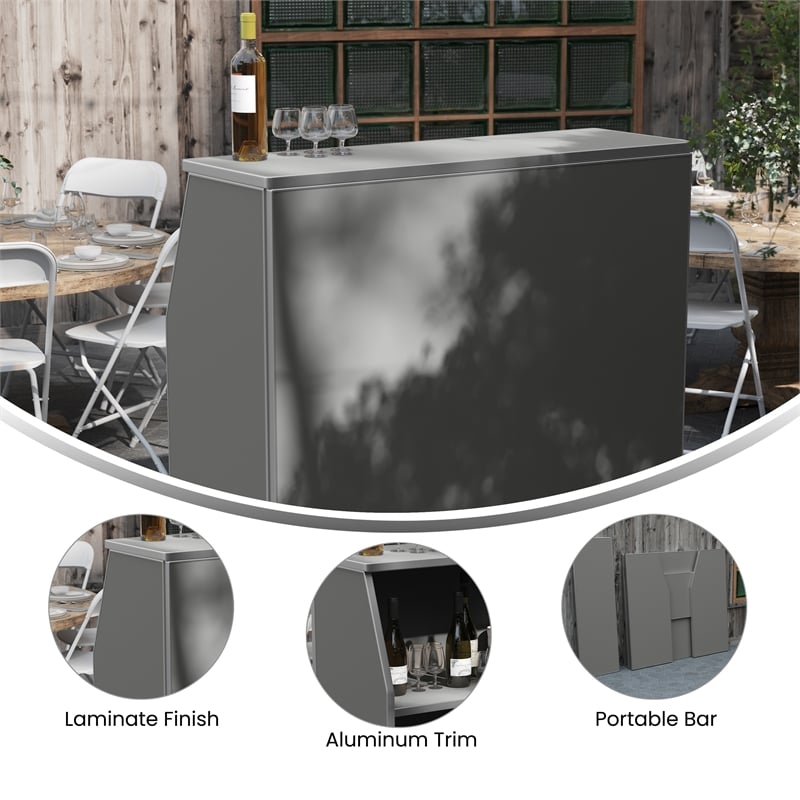 Pemberly Row 4' Slate Gray Laminate Foldable Portable Event Bar