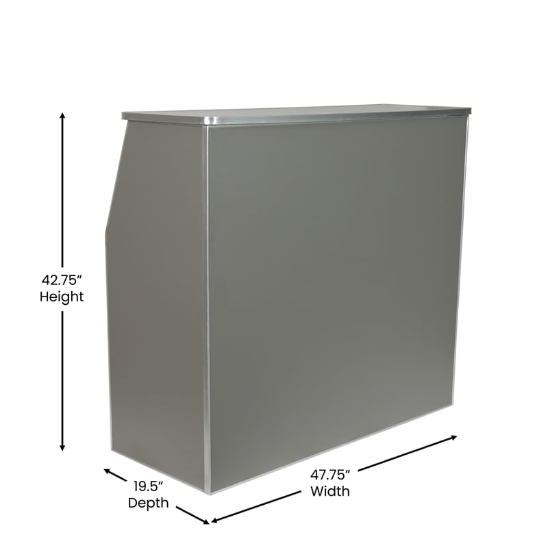 Pemberly Row 4' Slate Gray Laminate Foldable Portable Event Bar