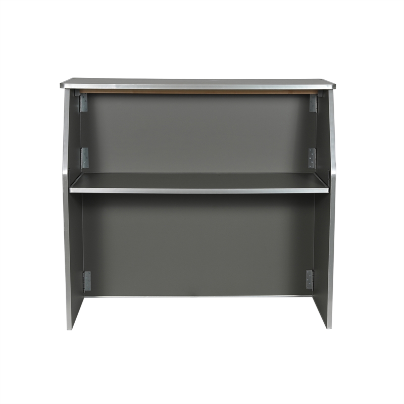 Pemberly Row 4' Slate Gray Laminate Foldable Portable Event Bar