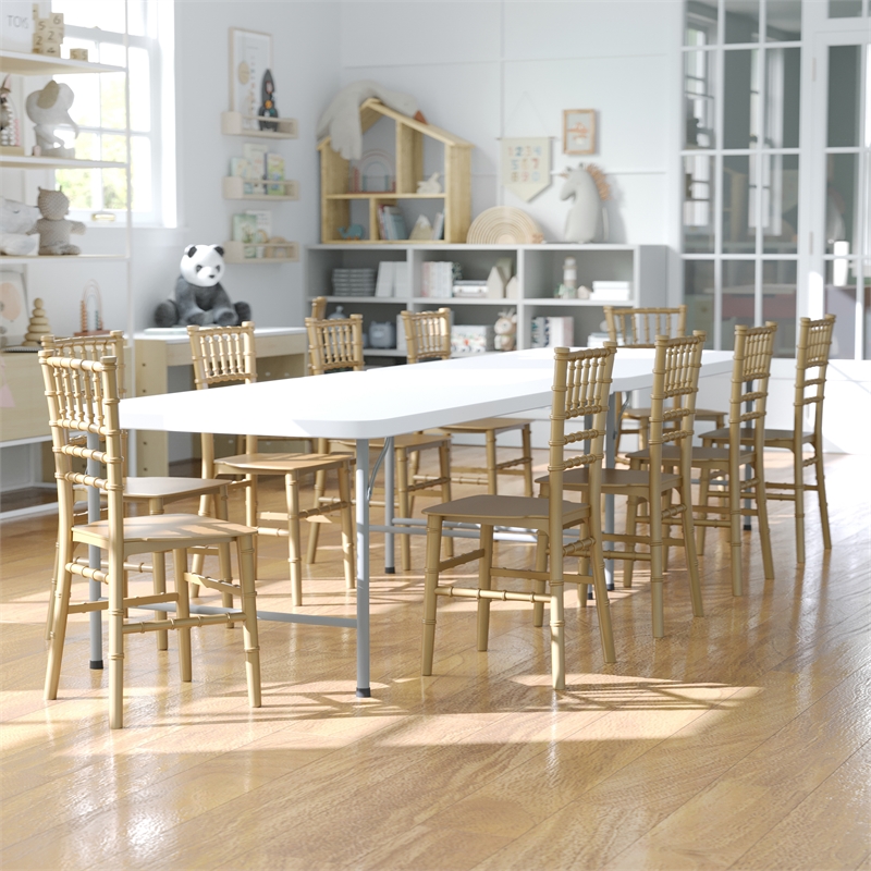 Pemberly Row Child's Classic Resin Chiavari Chair for All Occasions in Gold