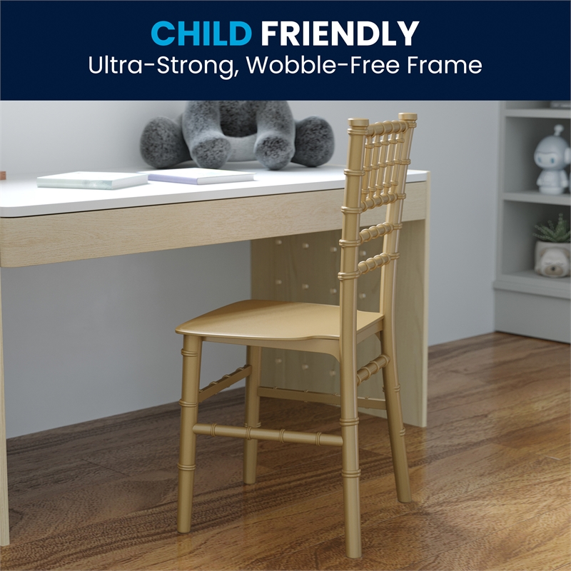 Pemberly Row Child's Classic Resin Chiavari Chair for All Occasions in Gold