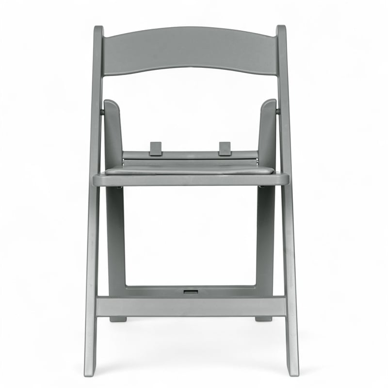 Pemberly Row Kids Gray Resin Folding Chair with Waterproof Padded Seat