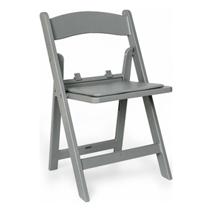 Pemberly Row Kids Gray Resin Folding Chair with Waterproof Padded Seat