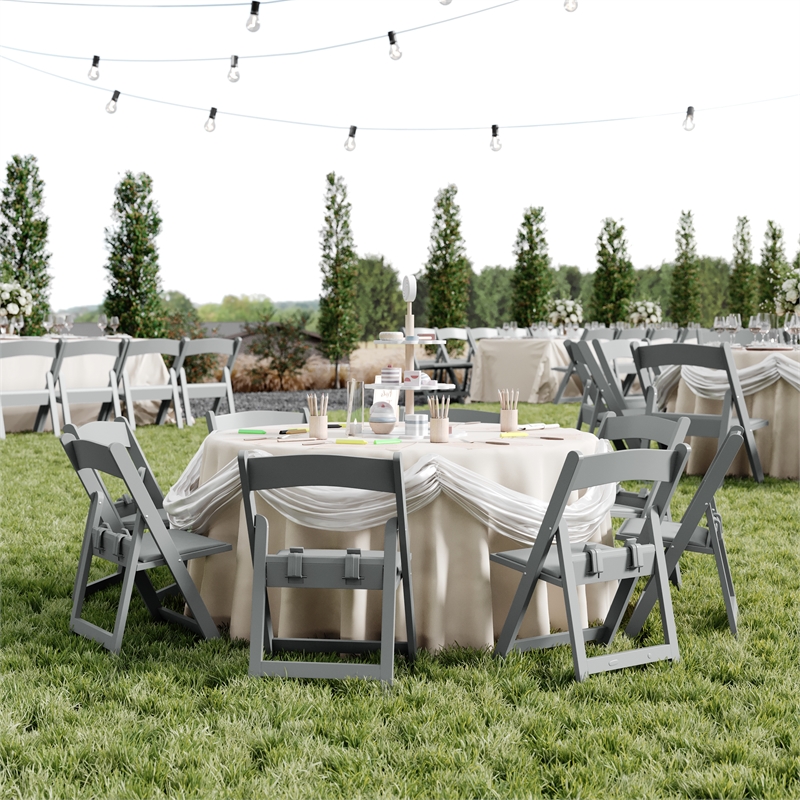 Pemberly Row Kids Gray Resin Folding Chair with Waterproof Padded Seat