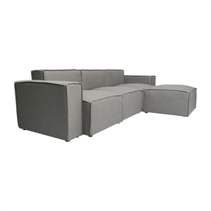 Pemberly Row 4 Piece Modular Sectional Sofa with Ottoman in Gray