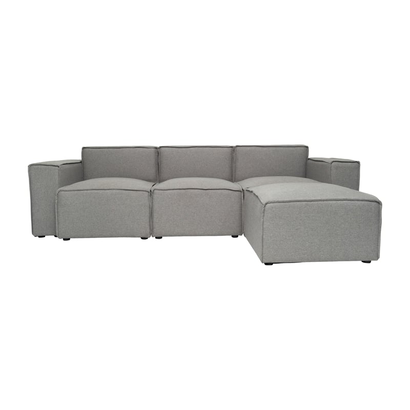 Pemberly Row 4 Piece Modular Sectional Sofa with Ottoman in Gray