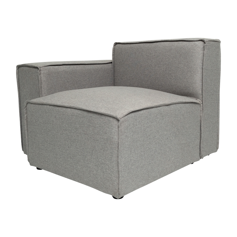 Pemberly Row Modular Sectional Sofa Left Side Chair with Armrest in Gray