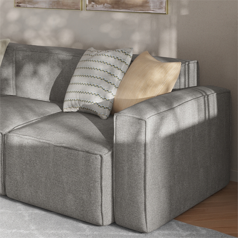 Pemberly Row Modular Sectional Sofa Right Side Chair with Armrest in Gray