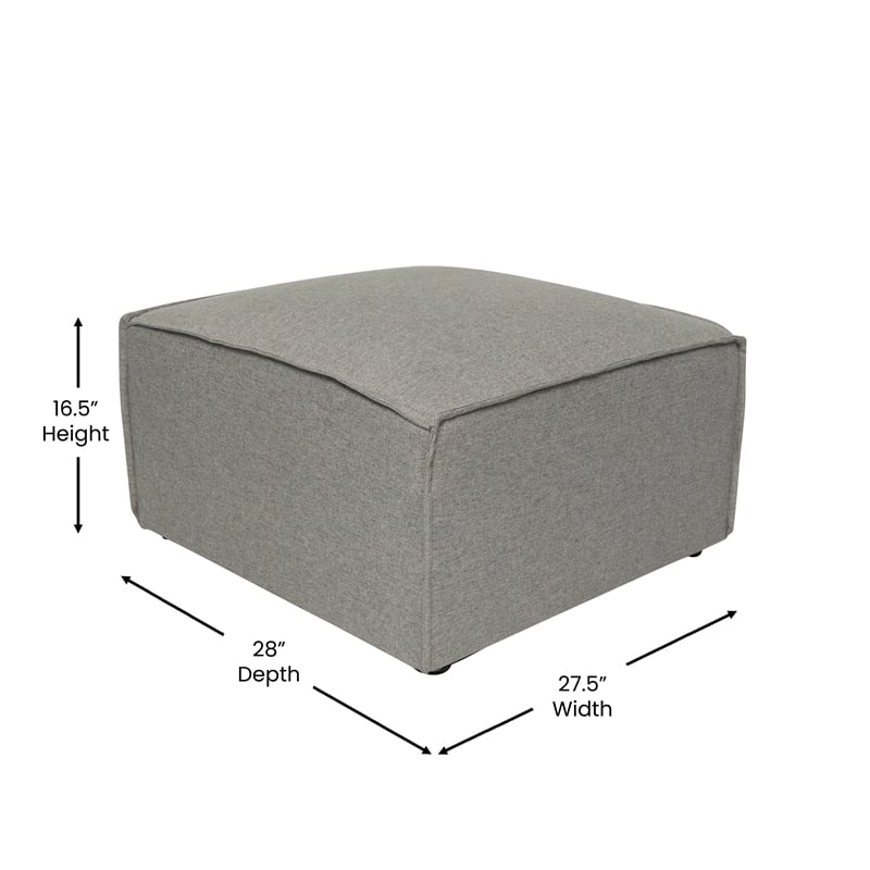 Pemberly Row Contemporary Modular Sectional Sofa Ottoman in Gray