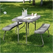 Pemberly Row Indoor/Outdoor Kids Gray Folding Picnic Table with Benches