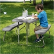 Pemberly Row Indoor/Outdoor Kids Gray Folding Picnic Table with Benches