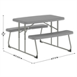 Pemberly Row Indoor/Outdoor Kids Gray Folding Picnic Table with Benches