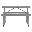 Pemberly Row Indoor/Outdoor Kids Gray Folding Picnic Table with Benches