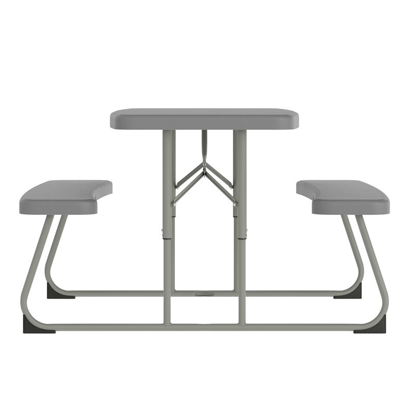 Pemberly Row Indoor/Outdoor Kids Gray Folding Picnic Table with Benches