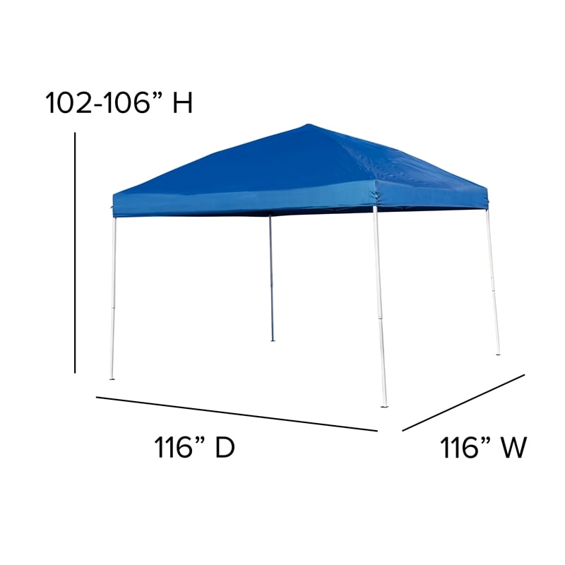 Pemberly Row 10' x 10' Blue Pop Up Canopy Tent and 6' Bi-Fold Table with Handle