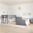 Pemberly Row Twin Over Twin Solid Wood Bunk Bed Frame for Kids in Gray