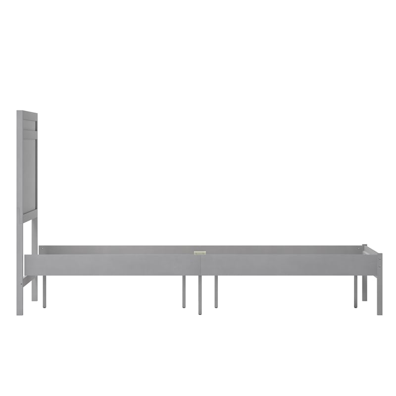 Pemberly Row Solid Wood Full Platform Bed with Headboard and Slats in Gray