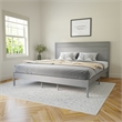 Pemberly Row Solid Wood King Platform Bed with Headboard and Slats in Gray