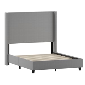 Pemberly Row Full Upholstered Platform Bed with Channel Stitched Headboard