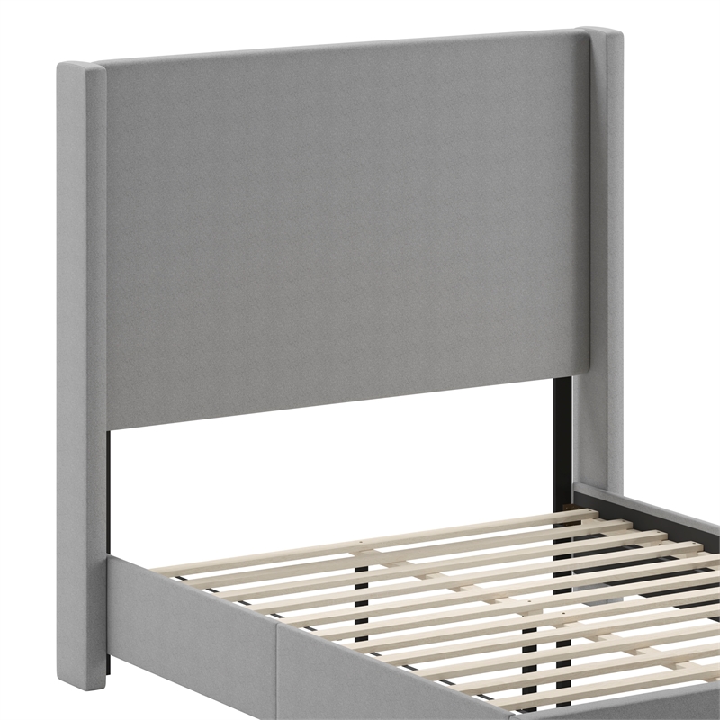 Pemberly Row Full Upholstered Platform Bed with Channel Stitched Headboard