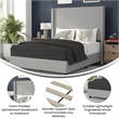 Pemberly Row Full Upholstered Platform Bed with Channel Stitched Headboard