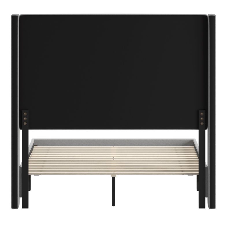 Pemberly Row Full Upholstered Platform Bed with Channel Stitched Headboard
