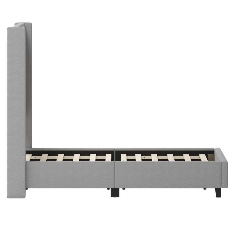 Pemberly Row Full Upholstered Platform Bed with Channel Stitched Headboard