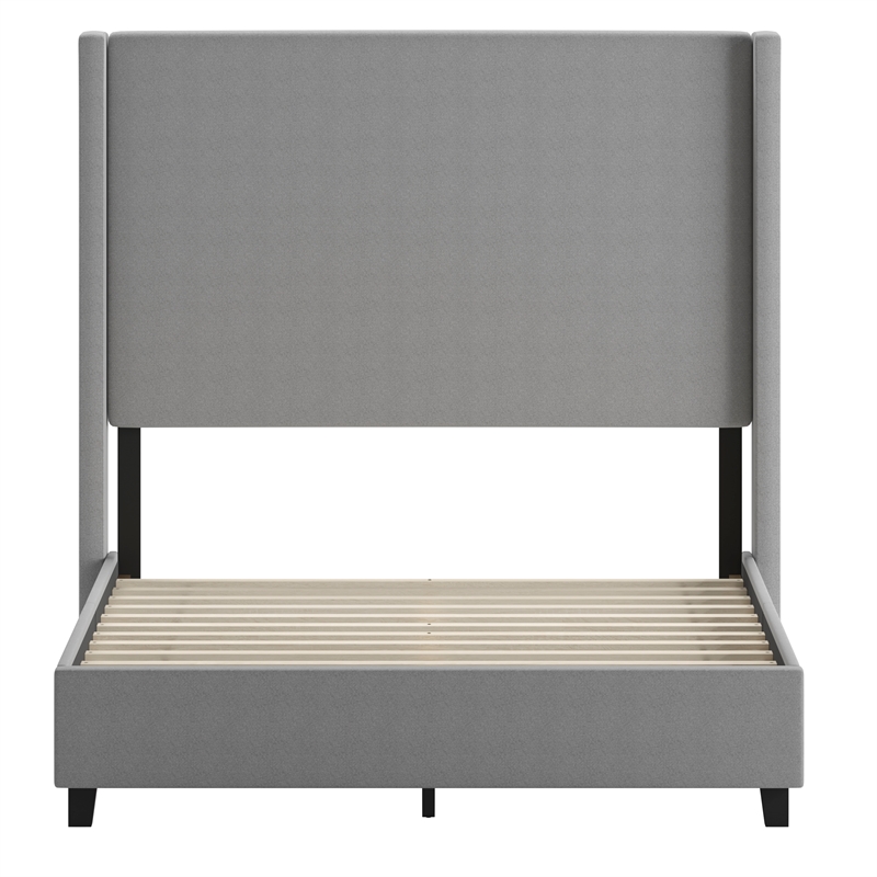 Pemberly Row Full Upholstered Platform Bed with Channel Stitched Headboard