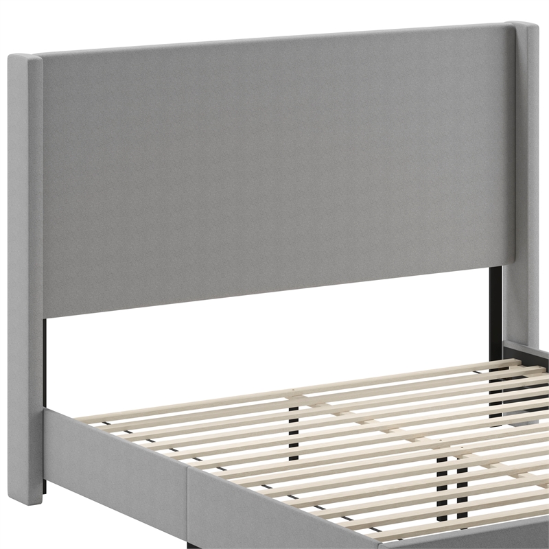 Pemberly Row King Upholstered Platform Bed with Channel Stitched Headboard