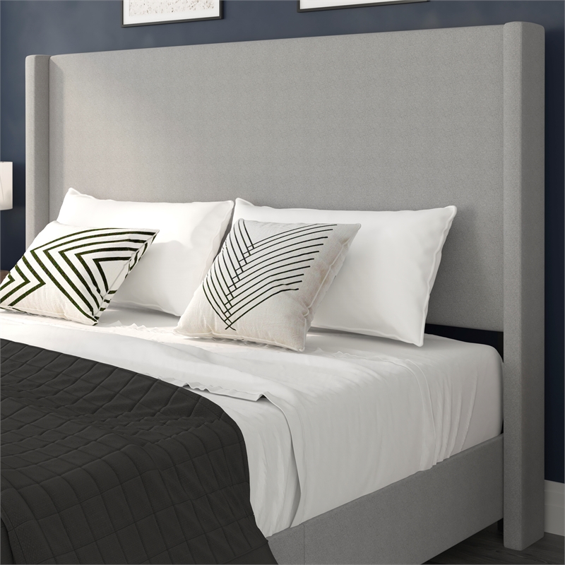 Pemberly Row King Upholstered Platform Bed with Channel Stitched Headboard