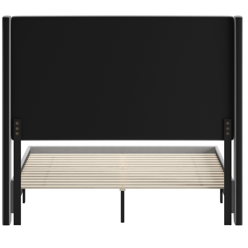 Pemberly Row Queen Upholstered Platform Bed with Channel Stitched Headboard