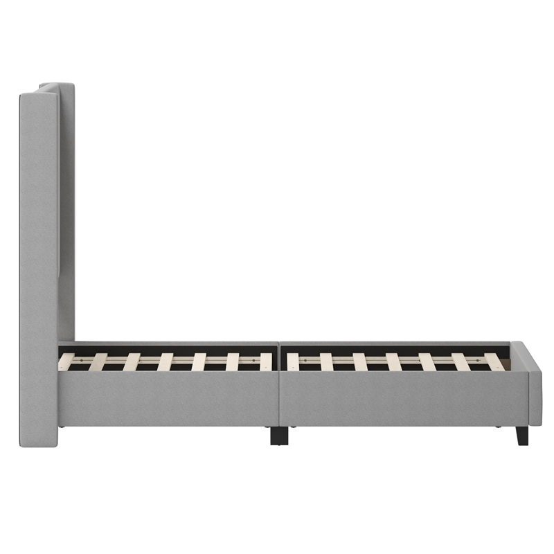 Pemberly Row Queen Upholstered Platform Bed with Channel Stitched Headboard