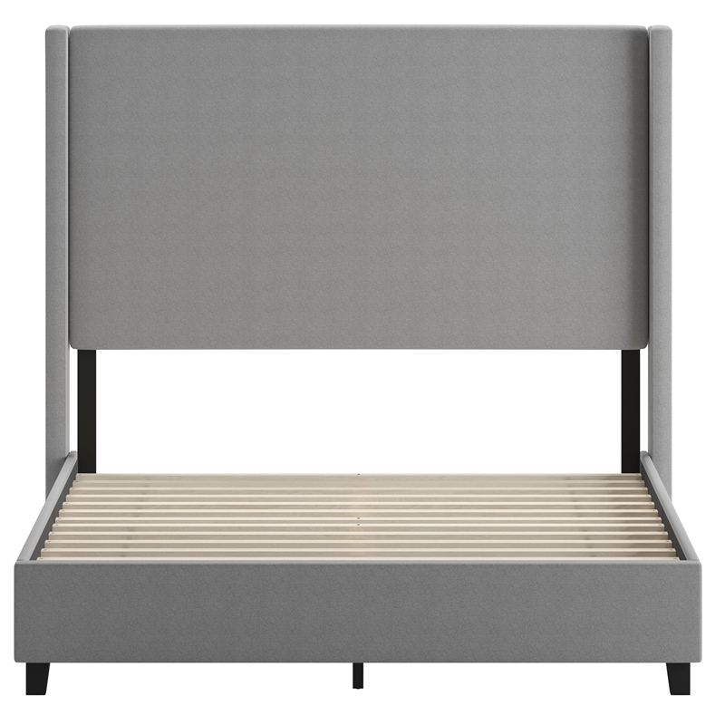 Pemberly Row Queen Upholstered Platform Bed with Channel Stitched Headboard