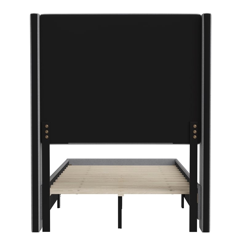 Pemberly Row Twin Upholstered Platform Bed with Channel Stitched Headboard